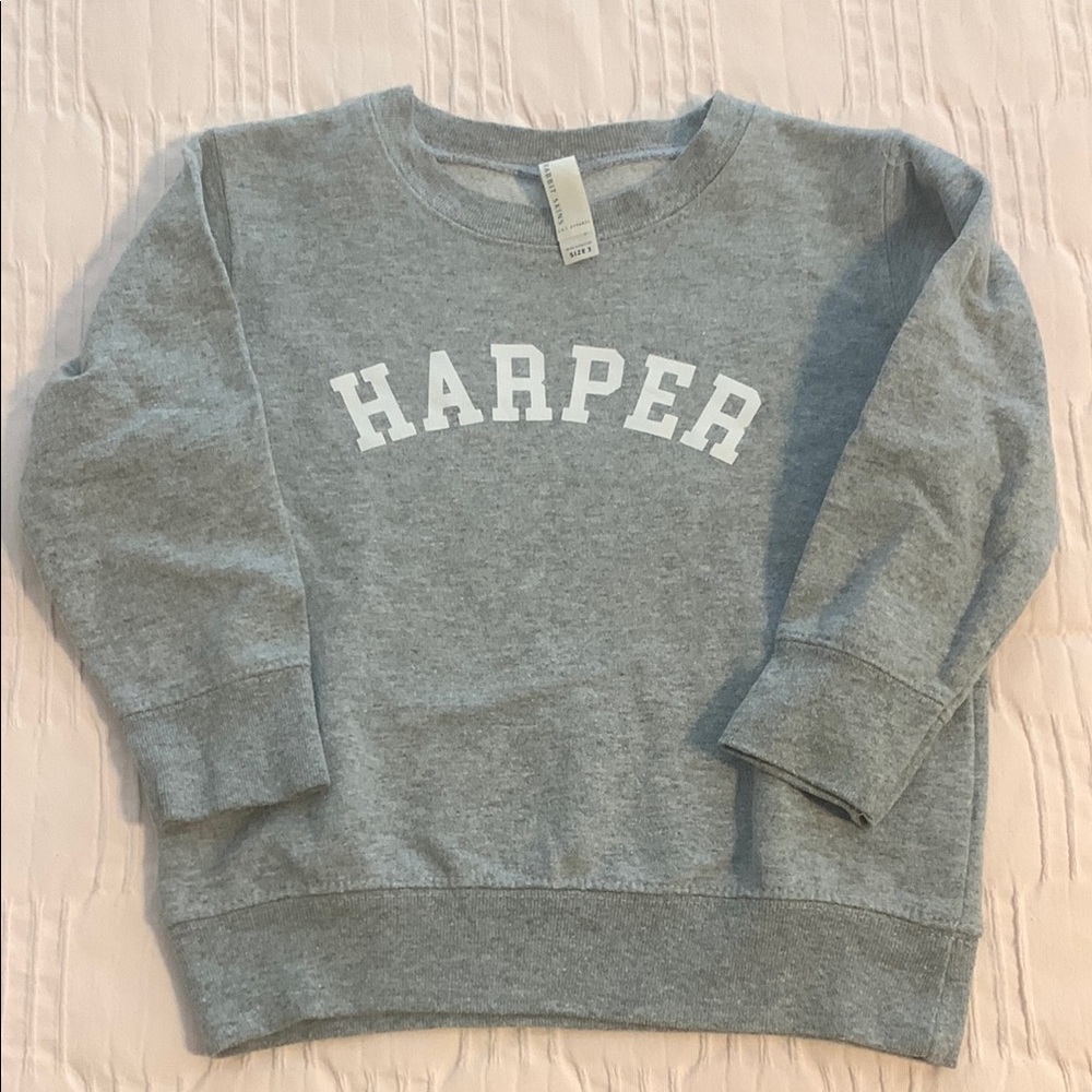 Gray Crewneck Sweatshirt with White Print - Harper
